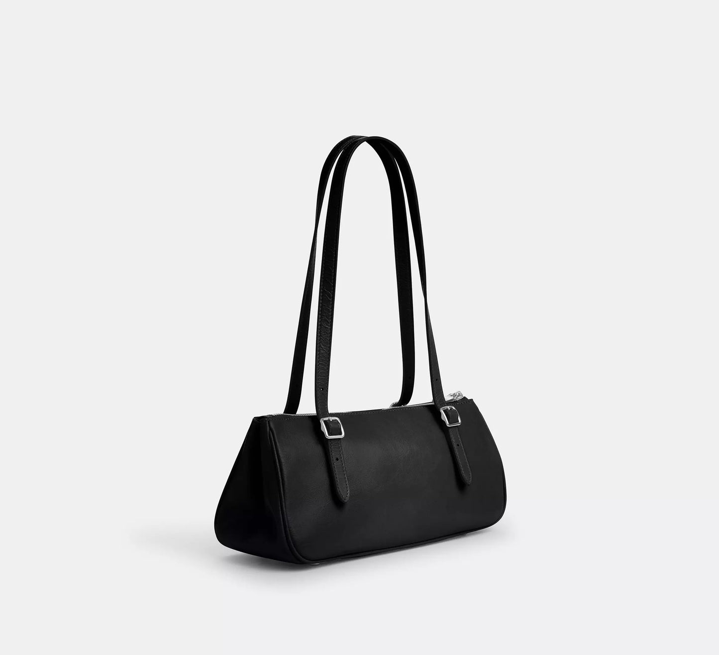 Glazed Leather Adjustable Strap Zip Top Baguette Bag