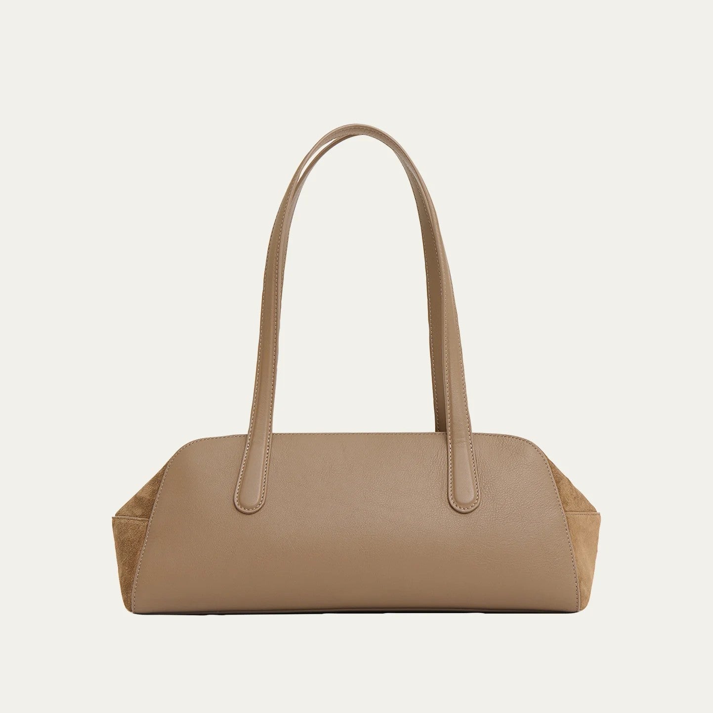 Calfskin & Suede Two-Way Zip East-West Baguette Shoulder Bag