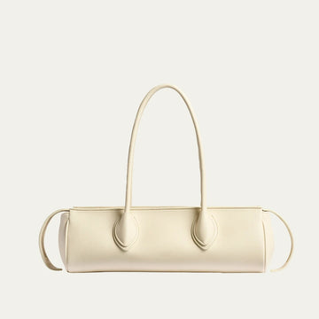 Tubular Two-Way Zip Top Leather Baguette Shoulder Bag