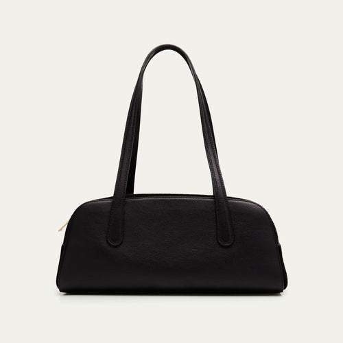 Calfskin & Suede Two-Way Zip East-West Baguette Shoulder Bag