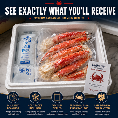 Premium Wild Caught Alaskan King Crab Legs | Fully Cooked & Flash Frozen