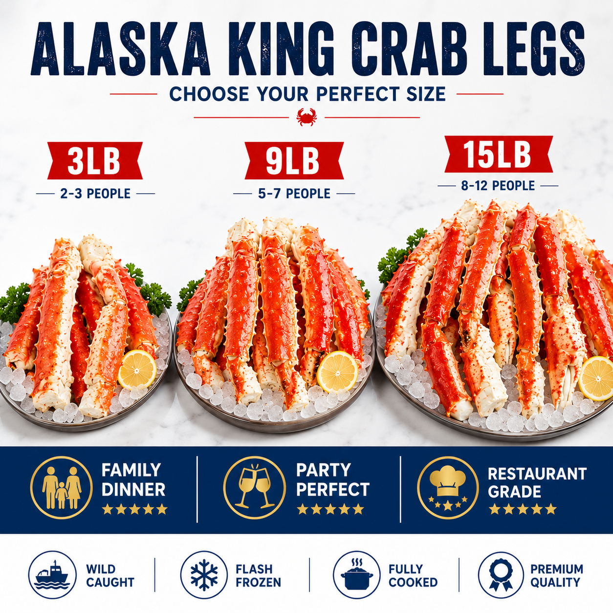 Premium Wild Caught Alaskan King Crab Legs | Fully Cooked & Flash Frozen