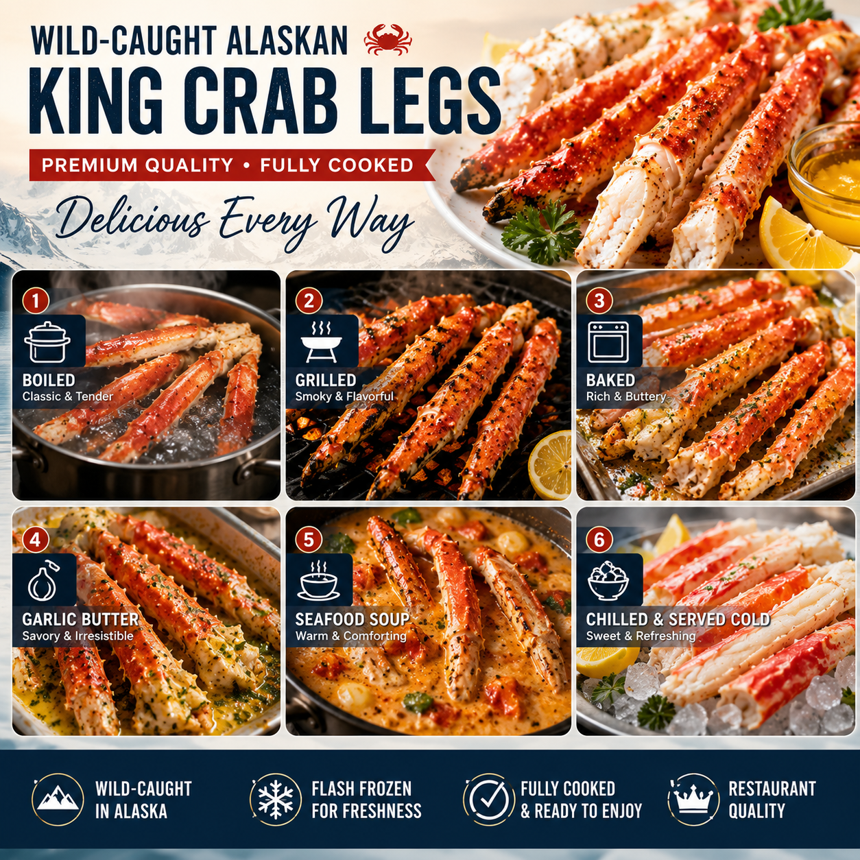 Colossal Alaskan King Crab Legs – Wild-Caught Premium Seafood | Ready to Heat & Enjoy