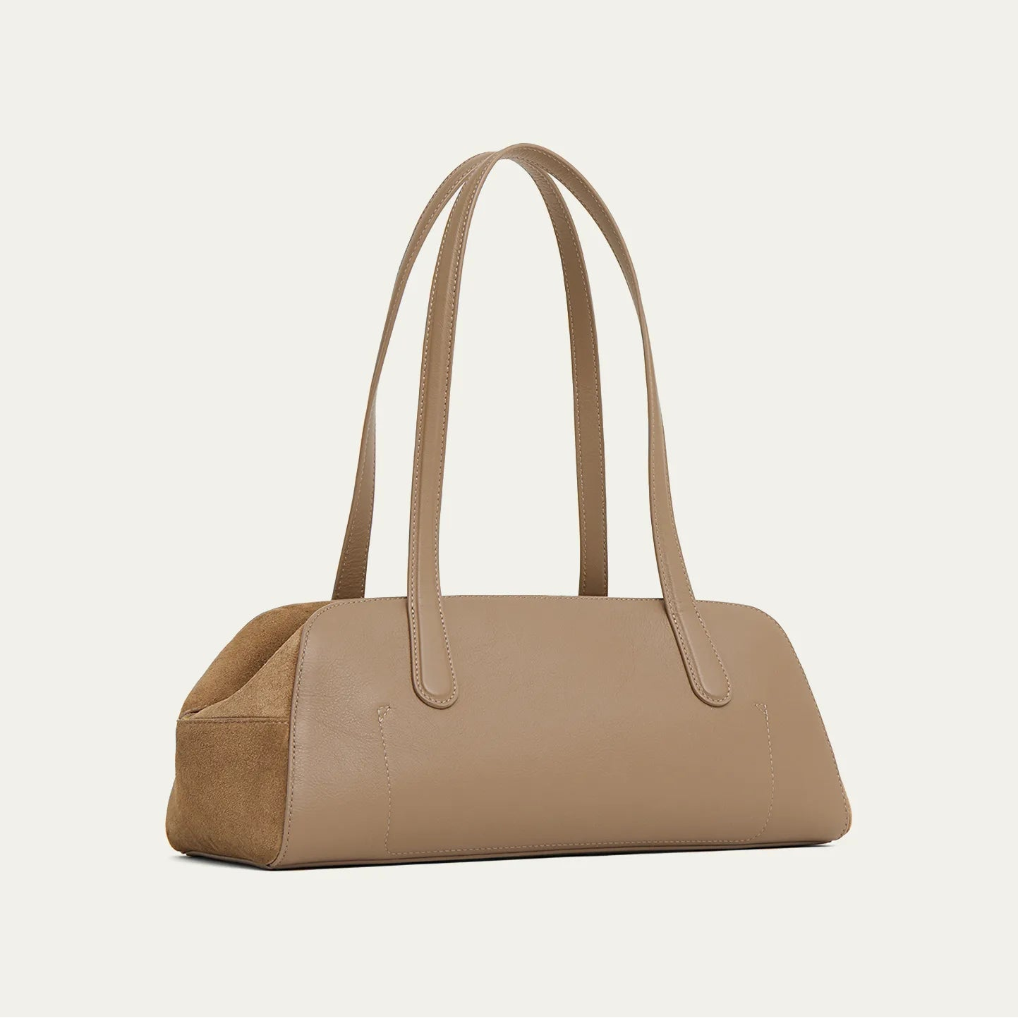 Calfskin & Suede Two-Way Zip East-West Baguette Shoulder Bag