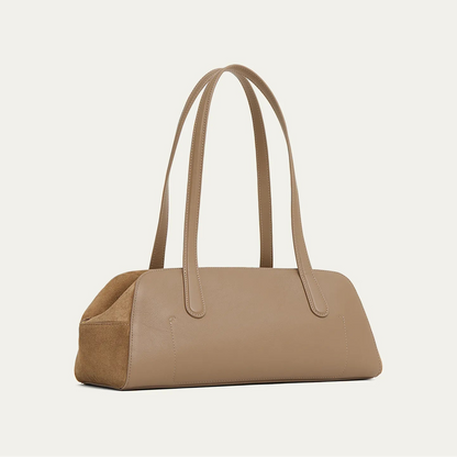 Calfskin & Suede Two-Way Zip East-West Baguette Shoulder Bag