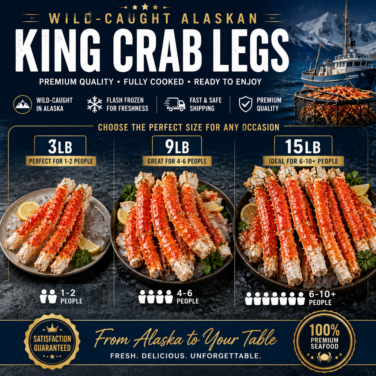 Colossal Alaskan King Crab Legs – Wild-Caught Premium Seafood | Ready to Heat & Enjoy