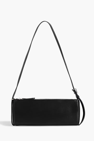 Satin Adjustable Strap Zip Top Mini Baguette Shoulder Bag