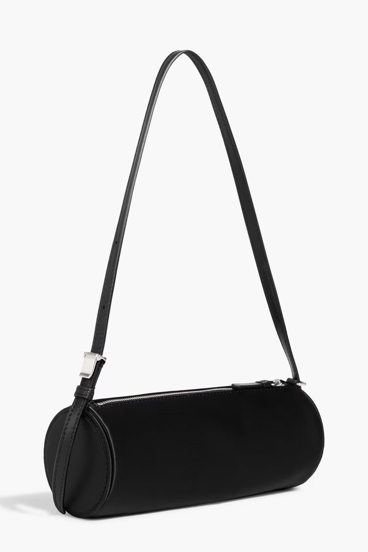 Satin Adjustable Strap Zip Top Mini Baguette Shoulder Bag